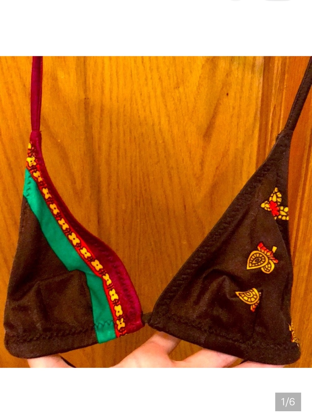 Vintage SMALL thin brown bohemian boho bikini top no lining festival style EUC